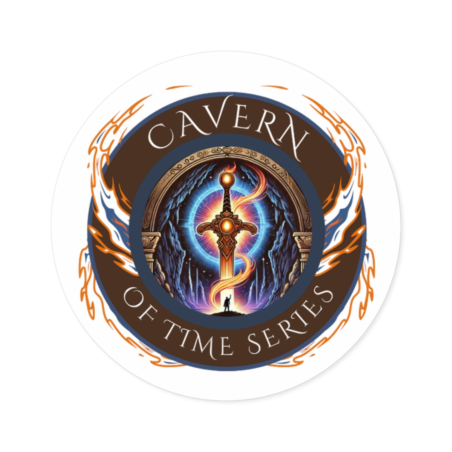 "Cavern of Time Round Stickers | Bold, Stylish & Adventure-Ready!"