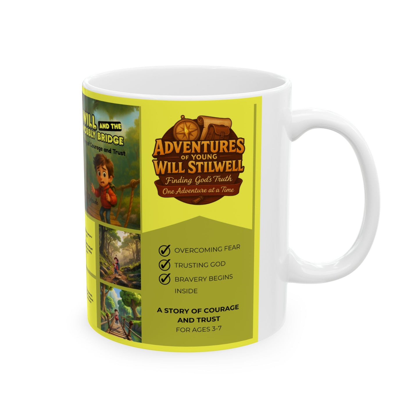Ceramic Mug – Adventures of Young Will Stilwell Mug – Will and the Wobbly Bridge – Adventure Collection - 11oz & 15oz