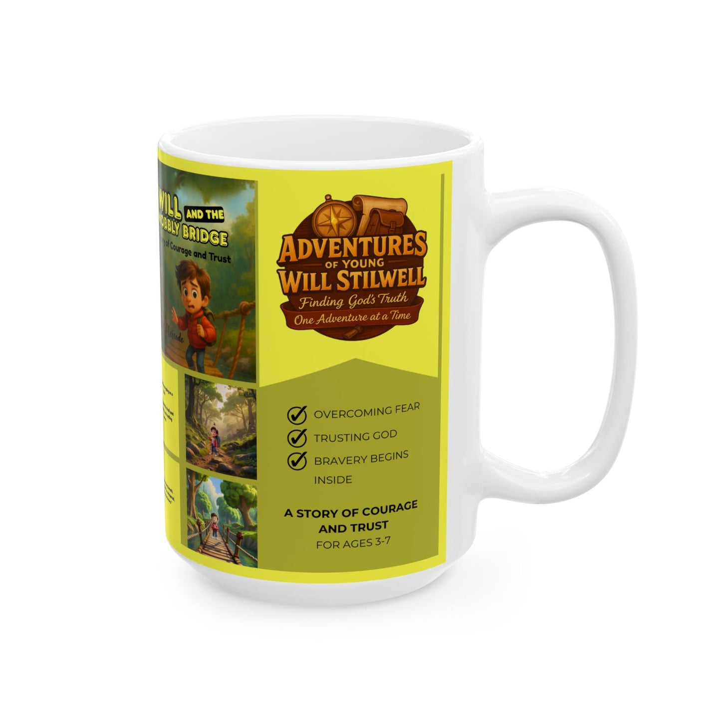 Ceramic Mug – Adventures of Young Will Stilwell Mug – Will and the Wobbly Bridge – Adventure Collection - 11oz & 15oz