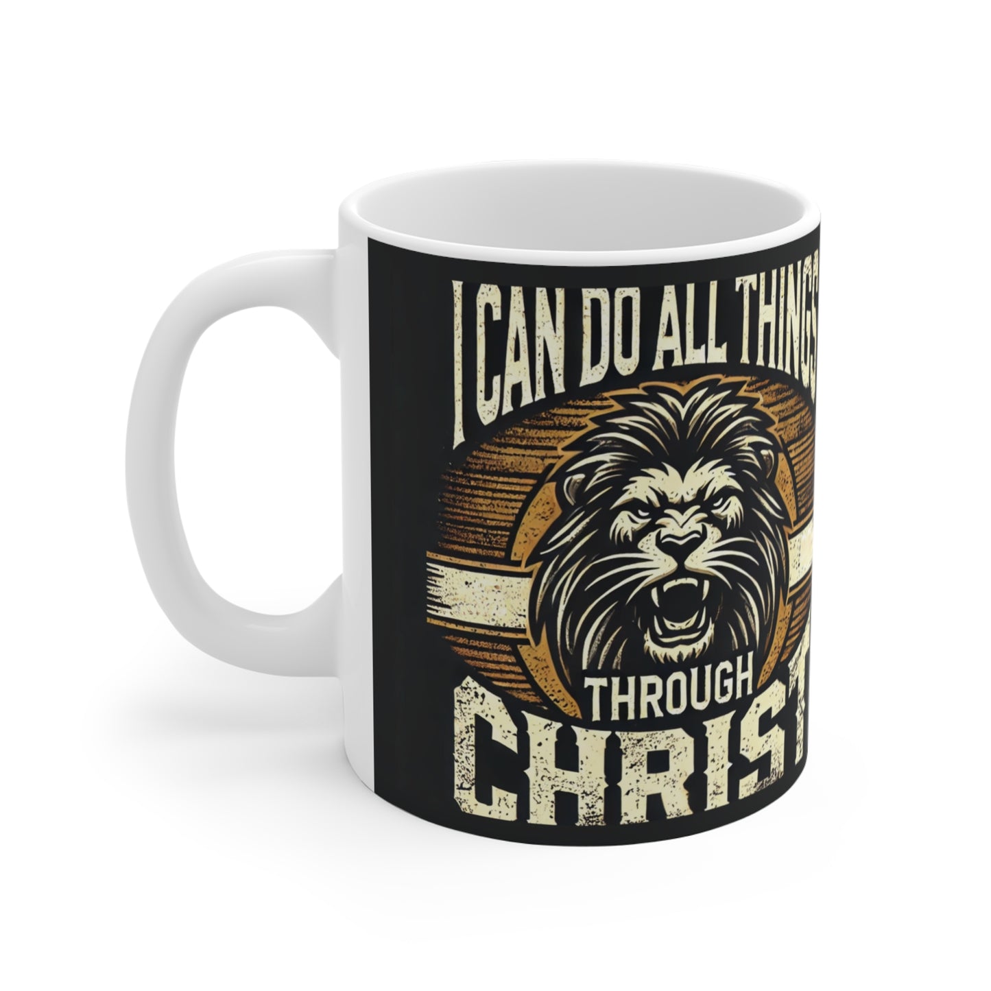 "Unstoppable Faith – Philippians 4:13 Lion 11oz Coffee Mug"