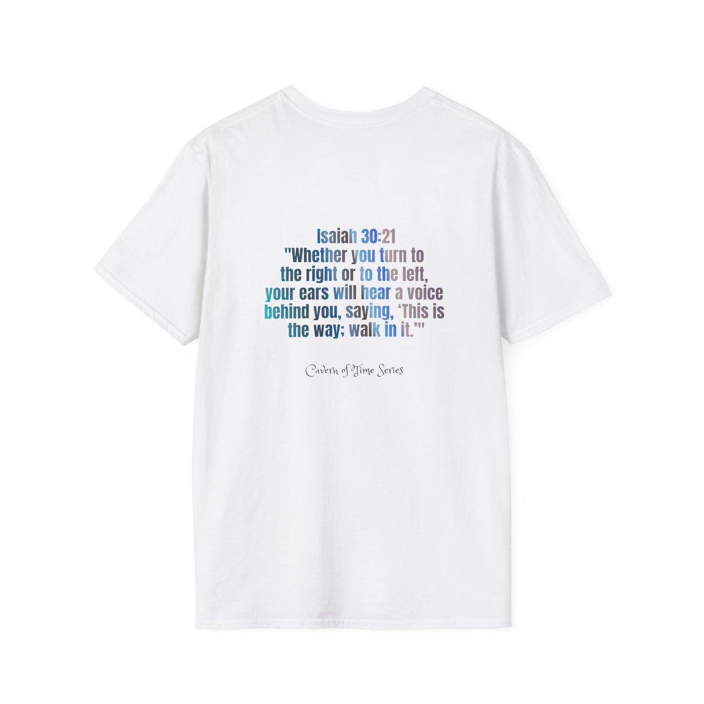 Inspirational Softstyle T-Shirt - "The Past Whispers, The Future Calls" – Adventure-Inspired Faith T-Shirt