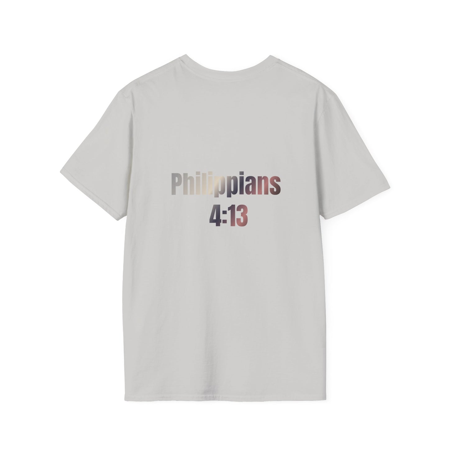 Inspirational Softstyle T-Shirt - "Strength & Courage – Philippians 4:13 Lion T-Shirt" Adventure-Inspired Faith