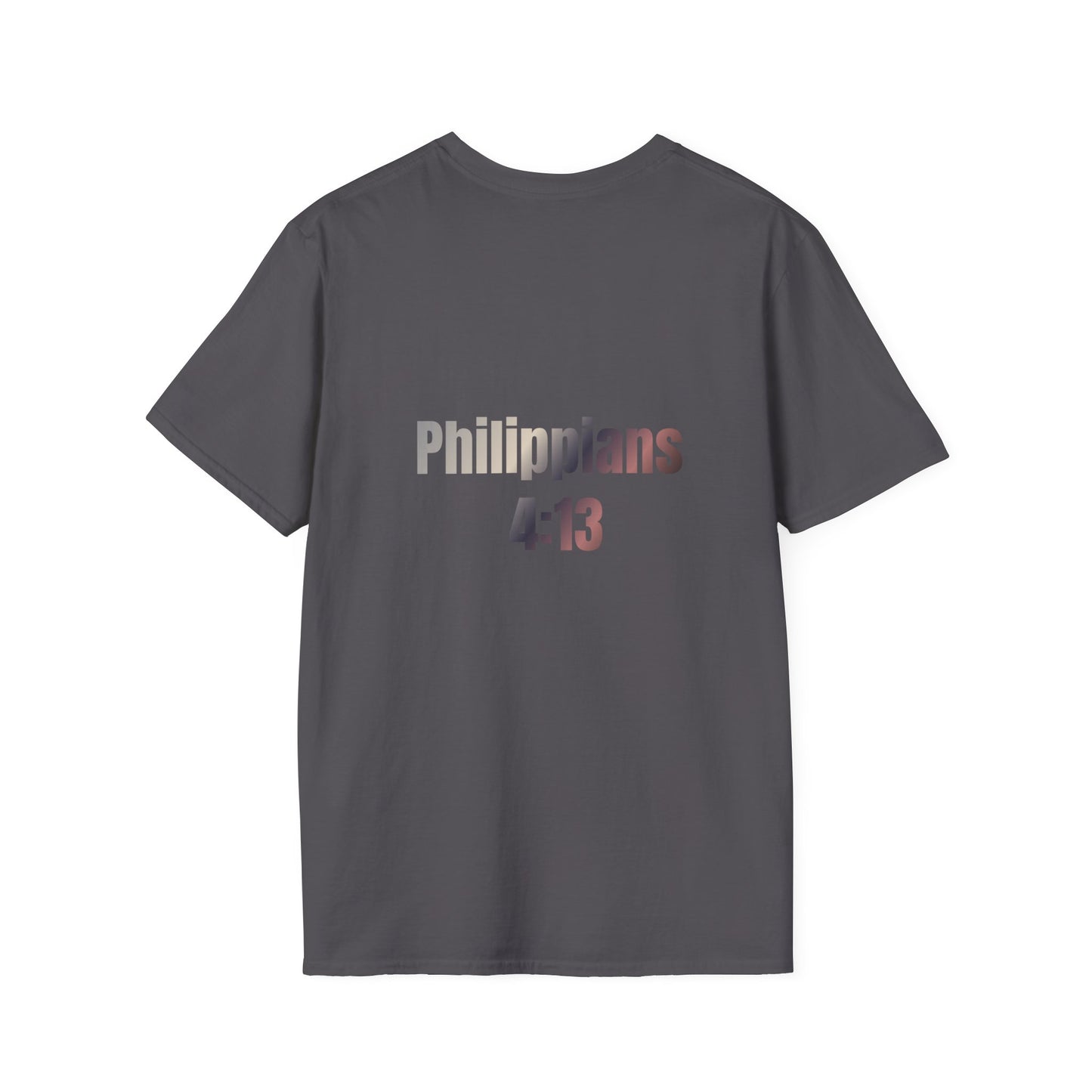 Inspirational Softstyle T-Shirt - "Strength & Courage – Philippians 4:13 Lion T-Shirt" Adventure-Inspired Faith