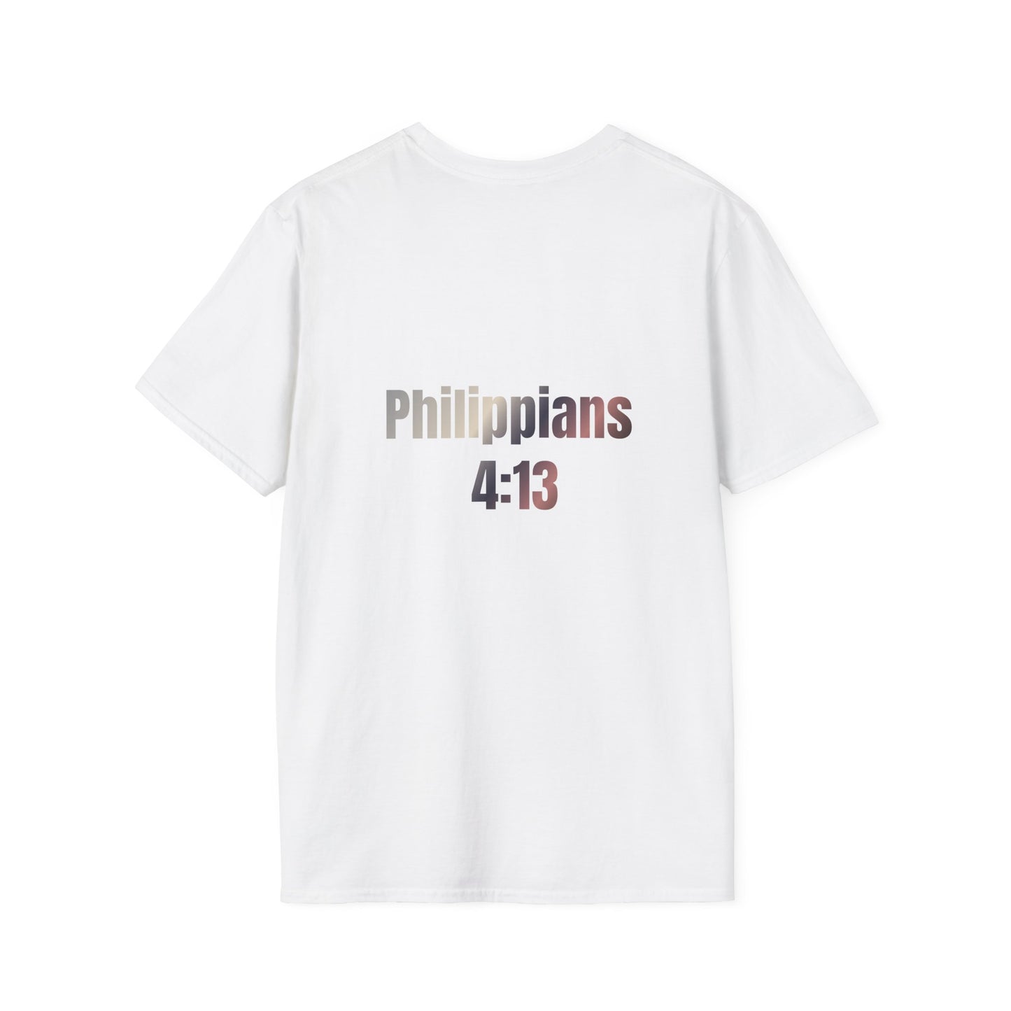 Inspirational Softstyle T-Shirt - "Strength & Courage – Philippians 4:13 Lion T-Shirt" Adventure-Inspired Faith