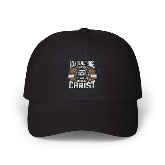 "Strength & Faith, I Can Do All Things Through Christ – Philippians 4:13 Lion Baseball Cap" | Classic White Baseball Hat | Adventure Ready