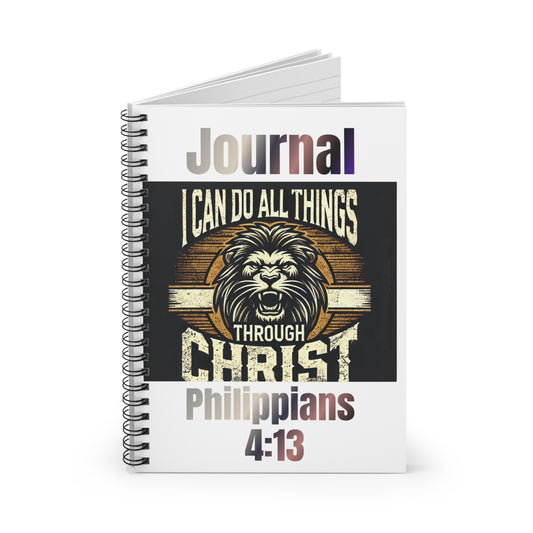 "I Can Do All Things Through Christ – Philippians 4:13 Lion Spiral Notebook" | Perfect for Writing, Journaling, and Note-Taking